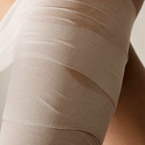 Zoom texture des bandages sur une jambe