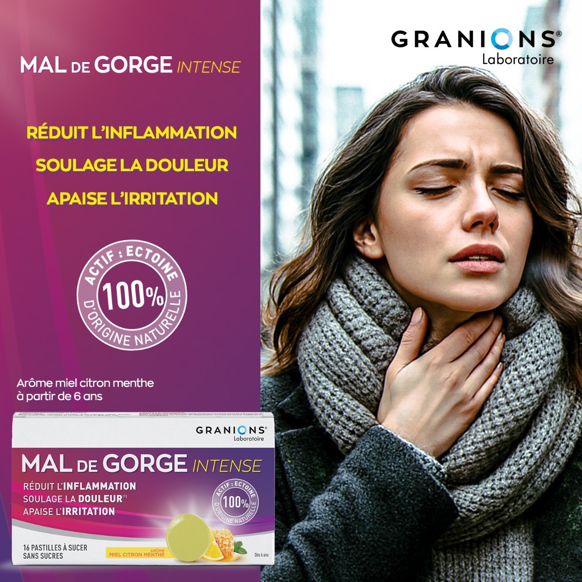 Pastille mal de gorge intense MIEL CITRON