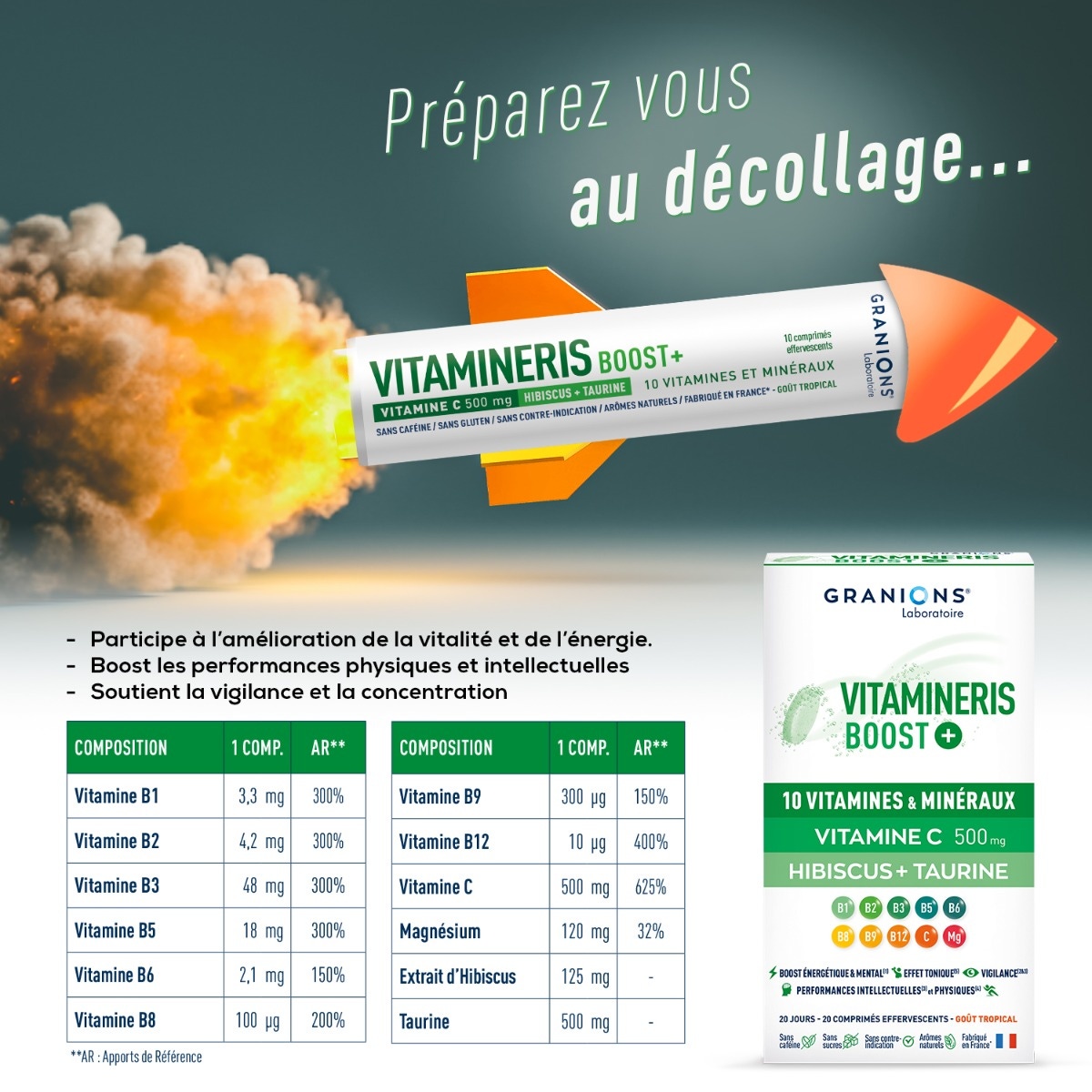 Composition de Vitamineris Boost+