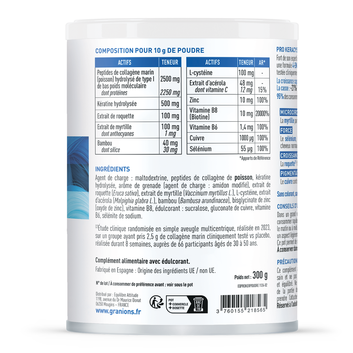 Pro Keracys - Collagène cheveux 4-EN-1 Poudre